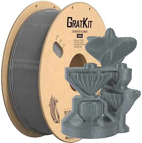 GratKit PETG Filament 1.75mm Gray 1KG,3D Printer Filament PETG,Accuracy +/- 0.03mm,Fit Most 3D FDM Printers (Gray)
