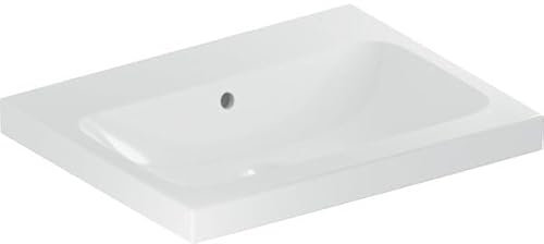 Geberit iCon Light Waschtisch, 60 cm x 48 cm, ohne Hahnloch, mit Überlauf,501834, 501.834.00.3, Farbe: Weiß