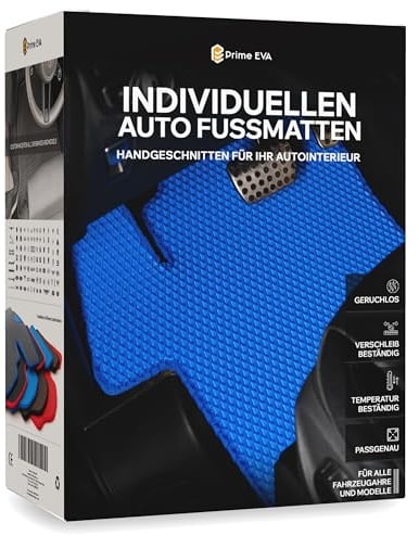Prime EVA ® Fussmatten Auto Massanfertigung - Individuellen Fußmatten Auto, Premium Automatten nach Maß, Höher als Gummimatten Auto, Kompletter Satz (2 Vordere Matten und 2 Hintere Matten) - Blau