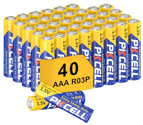 AAA Batterie 1,5 V ad alte prestazioni zinco carbonio per telecomandi, telefono fisso, giocattoli, confezione da 40, PKCELL