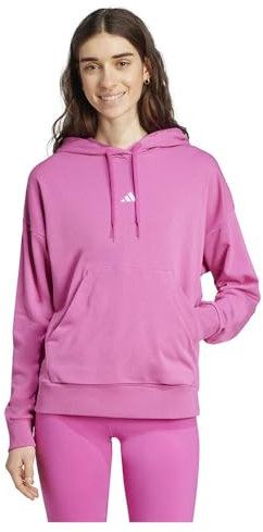adidas Damen Essentials SMALL Logo French Terry Hoodie, semi Lucid Fuchsia/White, XL