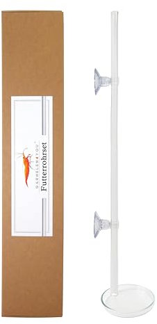 GARNELEN4YOU® Futterrohr-Set aus Laborglas | Rohr und Futter-Schale für Garnelenfutter | 100% Made in Germany | elegant schmales Design | bruchfestes Glas statt billiges Acryl | Shrimp Feeder Tube