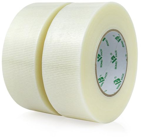 BOMEI PACK Lot de 2 rouleaux de bande autocollante, bande etancheite en tissu renforcé pour réparation de conduits de canalisation, étanchéité robuste, empaquetage, cerclage, étiquetage - 50 mm x 30 m