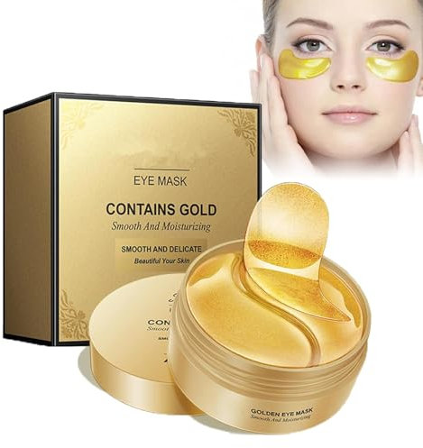 Augenpads,Augenpads Gegen Augenringe,Augenringe Entfernen,24k Gold Anti Aging Augenmaske mit Hyaluronsäure Augenpads mit Hyaluron &Kollagen für Anti-Aging,60 Stück