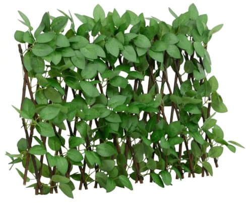 CIADAZ Rankgitter mit Künstlichem Efeu 5 STK. Erweiterbar 180x30 cm, Rankhilfe, Spaliere Und Rankhilfen, Kletterhilfe Für Pflanzen, Rosenstütze, Tomatenturm, Kletterrosen, Rosenrankgitter - 366585