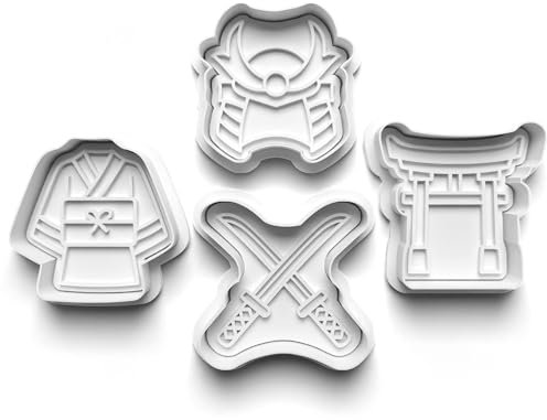 Lot de 4 emporte-pièces samouraï japonais Shogun pour la fabrication de biscuits
