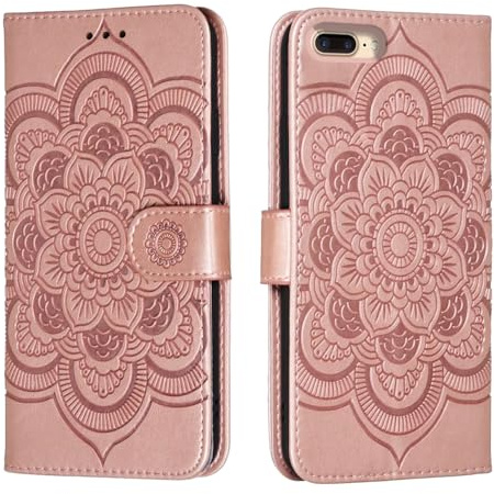 shingtomua Wallet Case for iPhone 7 Plus/8 Plus, Card Holder, Pink | Wallet Case with Card Holder and Stand, Magnetic Closure, Flip Folio, Soft PU Leather, Shockproof