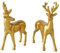 RiloStore 2 STK Hirsche Gold Farben Weihnachtsdeko Hirsch zum Stellen 2er Set Tischdeko Geweih Waldtiere Kunstharz handbemalt b175