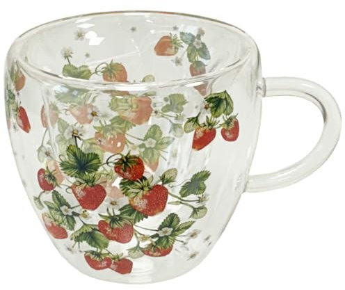Ambiente Tasse à thé en verre double paroi 200 ml - Fraises