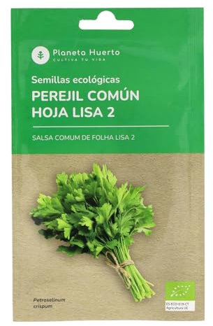 PLANETA HUERTO | Semillas Ecológicas de Perejil Común Hoja Ancha – Planta Aromática con Hojas Grandes y Sabor Intenso