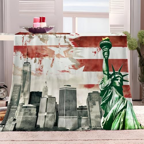 Generisch Sherpa Fleecedecke Flauschige 180x200 cm Kuscheldecke für Kinder Architektur In New York Usa Flauschig Wohndecke Wolldecke Sofa Couch Bett Decken Sofaüberwurf überwurf Decke
