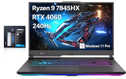 ASUS ROG Strix G17 17.3 QHD 240Hz Gaming Laptop, AMD Ryzen 9-7845HX, 64GB DDR5, 4TB PCIe SSD, NVIDIA GeForce RTX 4060, RGB Backlit Keyboard, Win 11 Pro, Gray, 128GB Hotface Extension Set