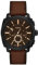 Fossil Reloj cronógrafo de acero inoxidable para hombre, Cuero marrón/negro, 44mm