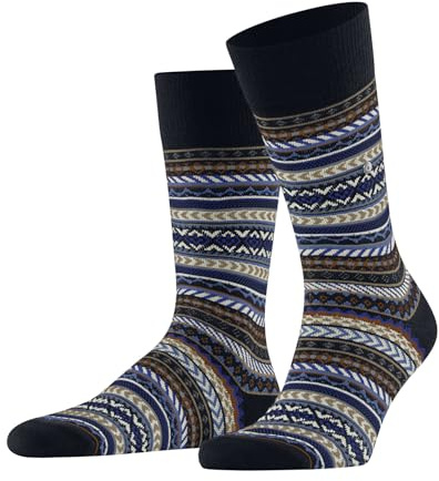 Burlington Herren Socken Fair Isle M So Wolle gemustert 1 Paar, Blau Marine 6120, 40-46