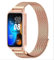 GIOPUEY Bracelet Compatible avec Huawei Band 10/9/8, Bracelet en Acier Inoxydable tressé [magnétique] Montre Bracelet - Rose Gold