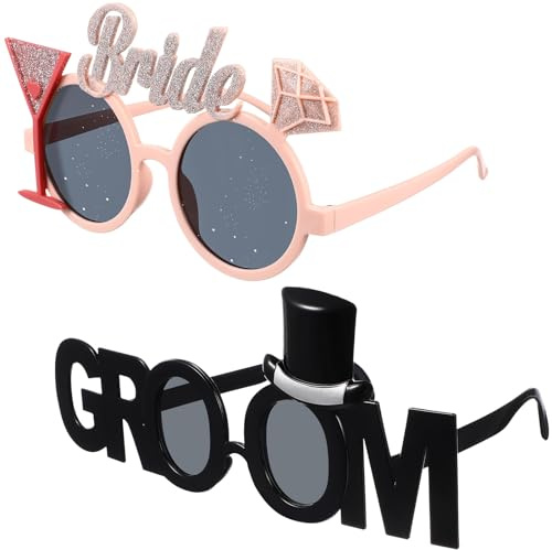 MAGICLULU Brautbrille Und Bräutigambrille Lustige Brille Hochzeit Für Junggesellenabschied Als Foto Requisit Für Hochzeitsfeiern 2 Stück