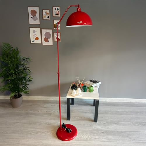 bamyum Gorkiede Stehleuchte Metall, Stehlampe Wohnzimmer, Moderne Stehleuchte für Schlafzimmer, Kinderzimmer mit E27 Fassung, 30 cm Breit, verstellbarer Lampenschirm, Stehluchte Rot