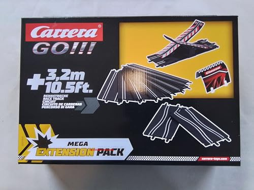 Carrera GO!!! Track Extension Pack Mega 3.2 Metres Additional Track With 7 Straights, 2 Narrow Sections, 1 See Saw Section & 1 Tunnel, Compatible With All Slot Racing Tracks