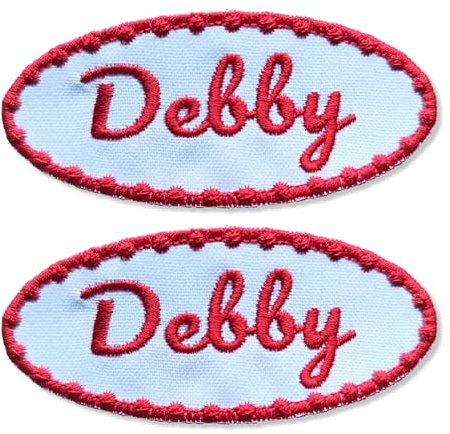 2 Stück Bügelbild selbst gestalten – Aufnäher selbst gestalten mit Name – Ovales Bügelset zum Aufbügeln oder Nähen – Namensschild Kleidung – Patches selbst gestalten (weiß oval dekorativ)