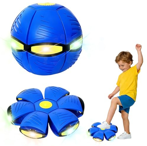 Children's Bouncing Ball, Magic Bouncing Ball Magics Flying Saucer Automatic Rebound Double The Fun Children Bounce Balls Magics Pet Interactive Toys (6 Light,Blue)