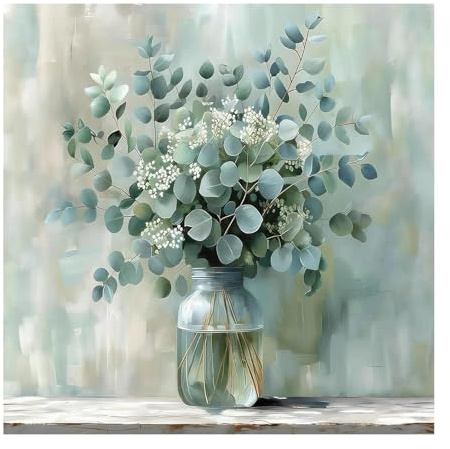 quiodok DIY Flores Pintar por Numeros Adultos, Kit de Pintura al óleo de Lienzo DIY para con Pinceles, Decoración del Hogar, Sin Marco para Adultos Principiantes Pintura