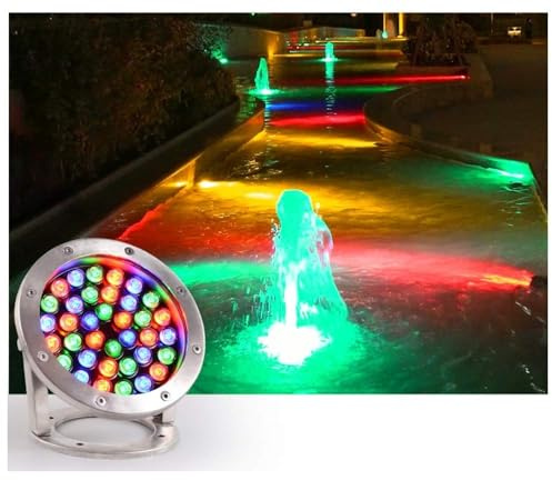 Lampe de fontaine LED submersible – Lumière sous-marine for piscine à LED, projecteur de piscine hors sol étanche IP68 12 V, projecteur de piscine sous-marine à LED en acier inoxydable(36w,Red Light)
