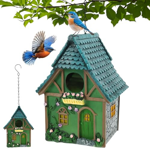 Harupink Vogelhaus für Garten Nistkasten für Vögel für draußen wetterfest, Stabiler Vogelkasten mit Reinigungsöffnungen, Vogelnistkasten für kleine Singvögel wie Meisen, Sperling und Fink