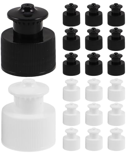 UPKOCH Bouchons à Vis Réutilisables 24 Mm, Lot de 20 Bouchons à Tirer Blanc et Noir, Étanches et Anti-Fuite pour Bouteilles d'eau de Sport, Accessoires Indispensables pour