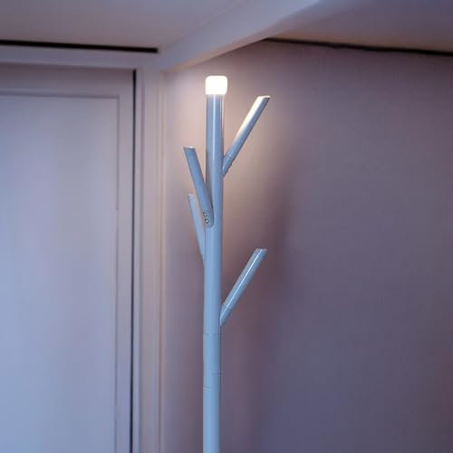 Dapo Garderobenständer mit LED Beleuchtung Metall Kleiderständer H 180cm Garderobe Standgarderobe Flurgarderobe (weiß)