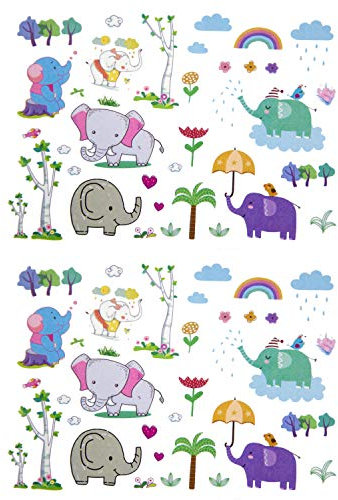Oblique Unique® Kinder Elefanten Tattoos 70 Stück Farbenfroh Temporär Tier Tattoo Elefanten Bäume Herzen Blumen UVM. zum Spielen Spielspass zum Kindergeburtstag