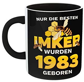 clothinx - Geburtstag Tasse mit Schwarzem Griff Rundum Bedruckt Die Besten Imker Jahrgang 1983