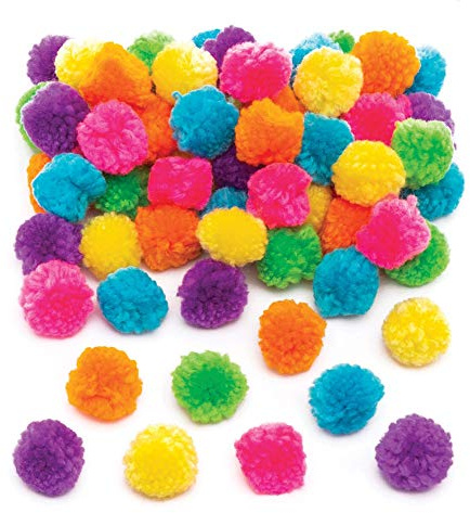 Baker Ross AW528 Woolly Neon Pom Poms (Pack of 84)