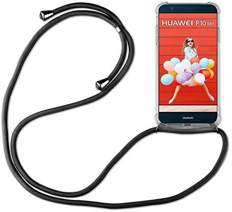 betterfon Hülle Kompatibel mit Huawei P10 Lite | Handykette Smartphone Halskette Hülle mit Band | Handyhülle mit Kordel zum Umhängen Kompatibel für P10 Lite | Schwarz