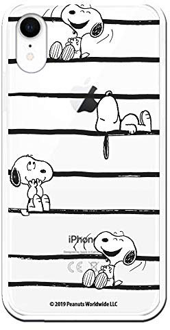 Funda para iPhone XR Oficial de Snoopy Snoopy Rayas para Proteger tu móvil. Carcasa para Apple de Silicona Flexible con Licencia Oficial de Peanuts.