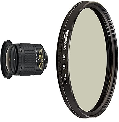 Nikon AF-P DX NIKKOR - Obiettivo zoom, 10-20mm f/4.5-5.6G VR, Nero [Nital Card: 4 Anni di Garanzia] & Amazon Basics - Polarizzatore circolare - 72mm