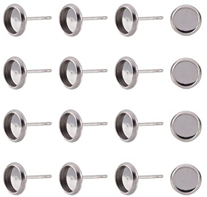 Craftdady Ohrstecker aus Edelstahl, Cabochon-Fassung, für 6 mm, 100 Stück