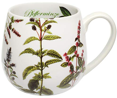 alles-meine.de GmbH 1 Stück Henkeltasse/Teetasse - Pfefferminze - groß - 420 ml - Porzellan/Keramik - Kaffeetasse - Trinktasse mit Henkel - Mikrowellengeeignet - Pfeffermin..