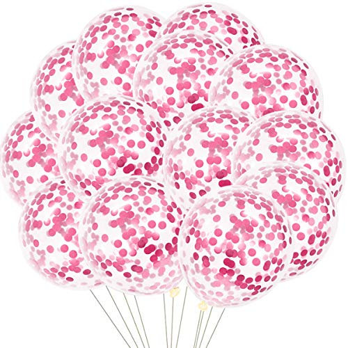 50 Pièces Ballons de Confettis Roses Ballons de Confettis en Latex Ballons de Fête Roses pour Fête d'Anniversaire Mariage Fiançailles Anniversaire Baby Shower Graduation Noël Carnaval Décoration
