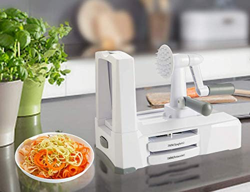 5-Blade Spiralizer Strongest-and-Heaviest Duty Vegetable Spiral Slicer, Best Veggie Pasta Spaghetti Maker for Low Carb/Paleo/Gluten-Free