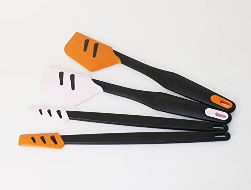 TUPPERWARE Griffbereit 2X Großer Top-Schaber + 2X Kleiner SCHWARZ/ORANGE/ROSA + Kiwilöffel grün