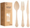 FOOGO Green 75pcs Elegant Disposable Wooden Cutlery Set, FSC® Certified, 25x Forks 25x Spoons 25x Knives, 20cm, Biodegradable Eco Friendly Cutlery Set, Ideal for Weddings, Bamboo