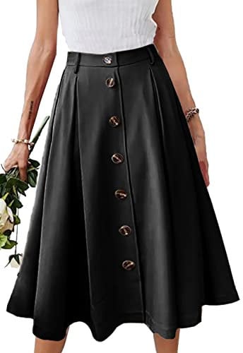 JayscreateEU Damen Rock Midirock Rock Lang Hohe Taille Rock Knielang A Linie