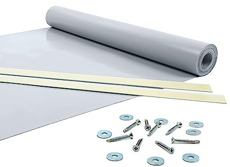 Giuri Tessuti - Fasce in PVC Pieno per Copertura ad Onda di Gazebo e Pergola - Telo ombreggiante ignifugo (Grigio, 45x350cm)