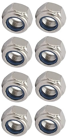 Boxonly Hex Lock Nuts for Door Construction Machinery Shipbuilding 304 Stainless Steel Lock Nuts Anti-Loose Locknuts M12 x 1.25mm 8pcs