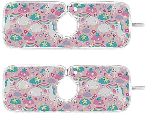 Paquete de 2 alfombrillas absorbentes lavables para fregadero de cocina, protector contra salpicaduras, tapete de secado por goteo, utensilios de cocina, pequeños 14 x 5 pulgadas, unicornio Kawaii