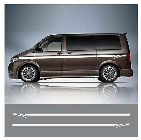 PAKJEL Auto Seitenstreifen Seitenaufkleber Aufkleber Grafiken,Für VW Transporter T4 T5 T6 Auto Styling Seitenaufkleber Seitenschweller Streifen.,B-White