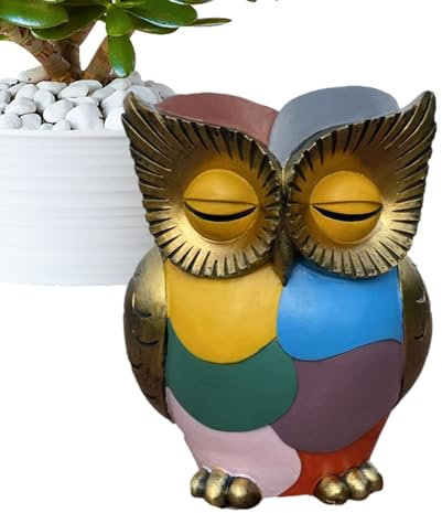 Eulen-Blumentopf, Harz-Pflanzgefäß-Figuren in Eulenform, bunter kreativer Stifthalter, Vintage-süßer Eulen-Keramik-Sukkulenten-Übertopf, Wohnzimmer-Dekorations-Blumentopf, Eulen-Blumentopf für Zimmerp