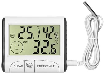 Miratic Kabelgebundene Thermometer Innen Außen Wetterstationen Innen und Außentemperatur mit Wettervorhersage Termometerstation Aussen und Innen Frostmeldung -1°C ~ +4°C