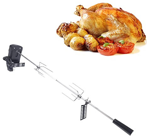 WEIGR Elektrischer Drehspieß, Grillspieß Edelstahl, Dreh-Drehspieß Grill Kugelgrill Zubehör Rotisserie Set 220-240V EU-Stecker mit 120cm Kabel für Familien, Picknicks, Camping, Barbecues