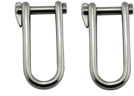JT-HLM Lot de 2 manilles en acier inoxydable M5/M6 avec anneau en D avec goupilles, manilles robustes et larges en D pour montage marin, camping, accessoires de sport (5 mm)